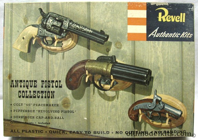Revell 1/1 Antique Pistol Collection Gift Set - Colt 45 Peacemaker / Pepperbox Revolving Pistol / Derringer Cap-And-Ball - 'S' Issue, G606-295 plastic model kit